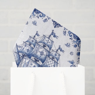 Delft Style Blue White Merchant Ship Tissue Paper