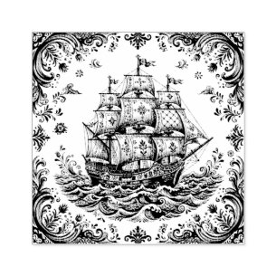 Delft Style Merchant Ship Rubber Stamp