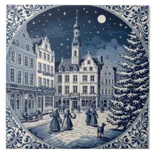 Delft style winter/Christmas 5 Ceramic Tile