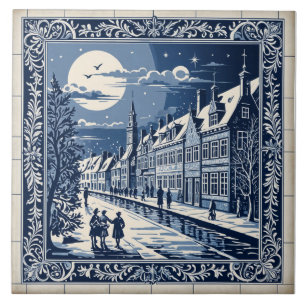 Delft style winter/Christmas 9 Ceramic Tile