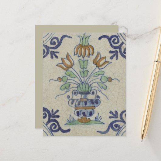 Delft Tile Antique Ceramic Flower Pot (Front/Back In Situ)