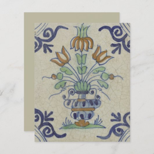Delft Tile Antique Ceramic Flower Pot (Front/Back)
