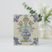 Delft Tile Antique Ceramic Flower Pot (Standing Front)