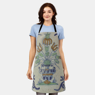Delft Tile Antique Ceramic Flower Pot Apron