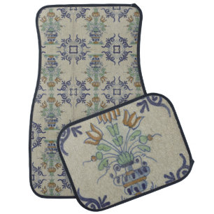 Delft Tile Antique Ceramic Flower Pot  Car Floor Mat