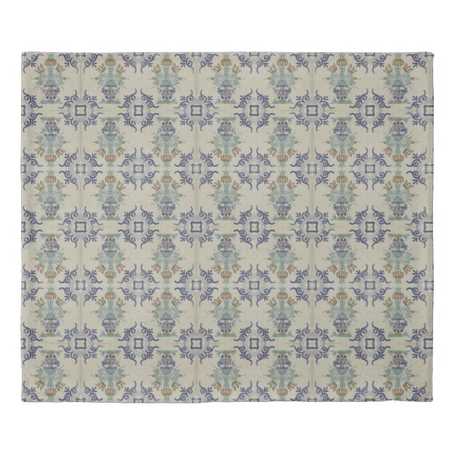 Delft Tile Antique Ceramic Flower Pot  Duvet Cover (Front)