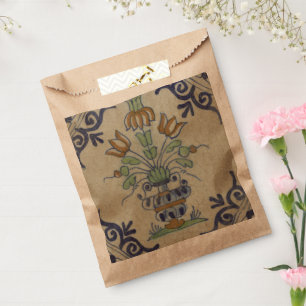 Delft Tile Antique Ceramic Flower Pot Favor Bag