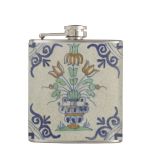Delft Tile Antique Ceramic Flower Pot Flask