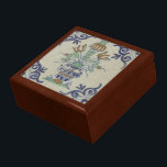 Delft Tile Antique Ceramic Flower Pot  Gift Box<br><div class="desc">Adorn your space with the charming simplicity of this vintage Pompadour tile, featuring a delightful multicolored flower pot. This original public domain image from the Rijksmuseum showcases the characteristic artistry of historical Dutch Delftware. The central flower pot, brimming with blue, green, and orange blooms, is framed by elegant blue scrolled...</div>