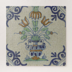 Delft Tile Antique Ceramic Flower Pot  Jigsaw Puzzle