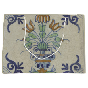 Delft Tile Antique Ceramic Flower Pot  Large Gift Bag