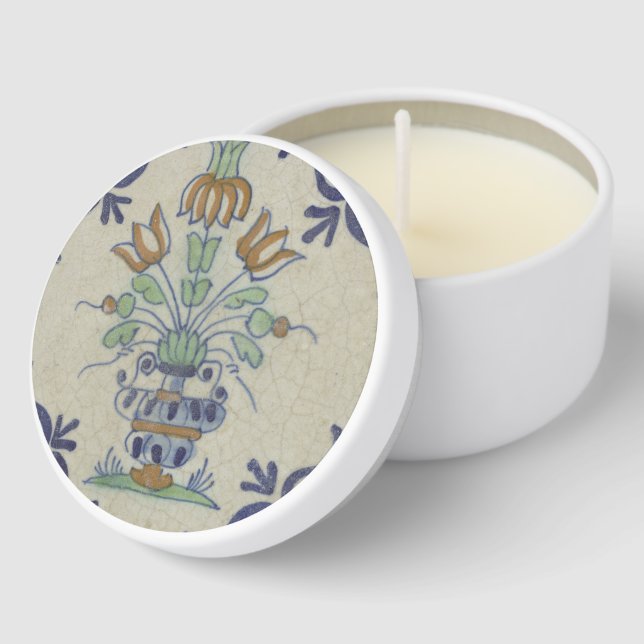 Delft Tile Antique Ceramic Flower Pot  Mini Candle Favors (Corner)