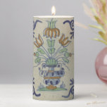 Delft Tile Antique Ceramic Flower Pot  Pillar Candle