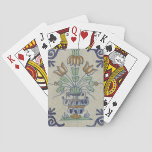 Delft Tile Antique Ceramic Flower Pot Poker Cards