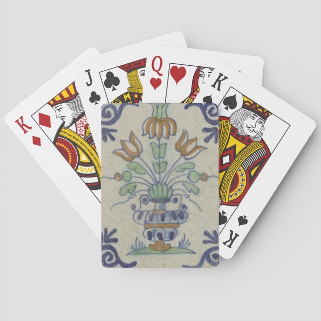 Delft Tile Antique Ceramic Flower Pot  Poker Cards (Back)