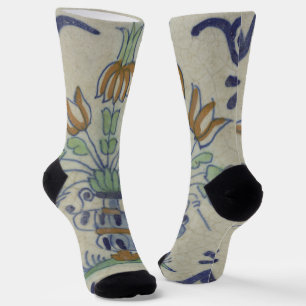 Delft Tile Antique Ceramic Flower Pot Socks