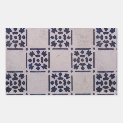 Delft Tile Blue Antique Art Pattern Rectangular Sticker