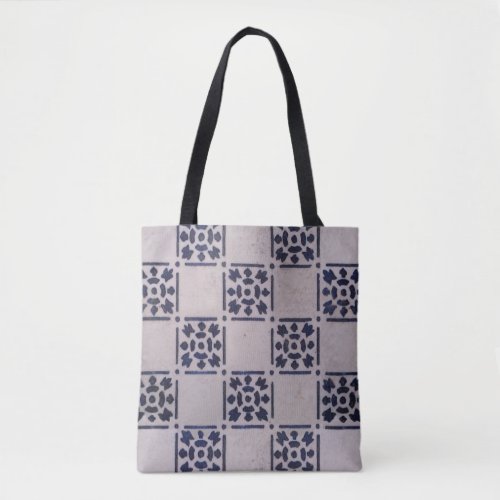 Delft Tile Blue Antique Art Pattern Tote Bag