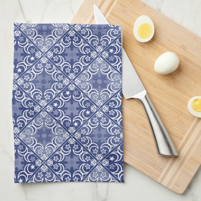Delft tile ethnic national Dutch pattern   Kitchen Towel (Quarter Fold)