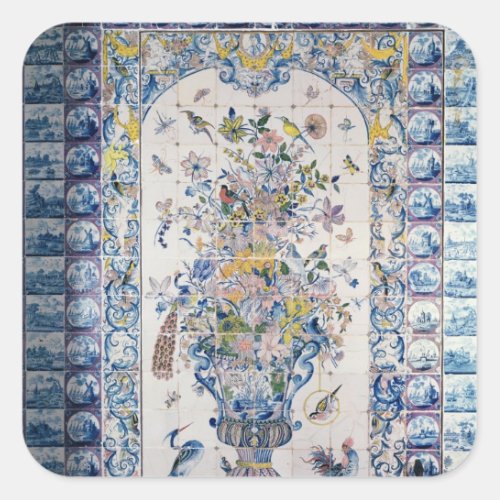 Delft tile panel from the bathroom square sticker