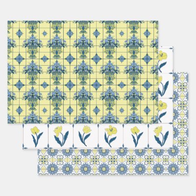 Delft Tile Pattern  Wrapping Paper Sheets