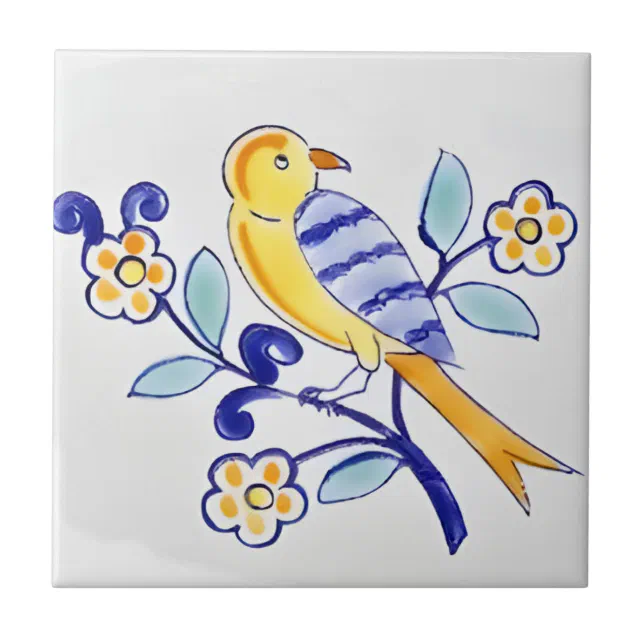 delft tiles reproductions colorful bird pattern | Zazzle