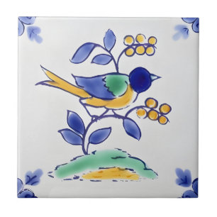 delft tiles reproductions texture bird