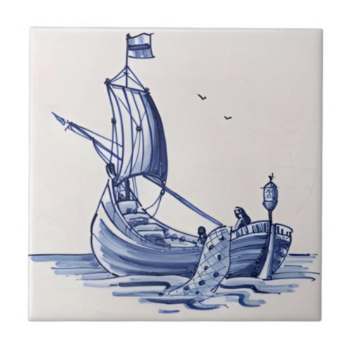 delft tiles reproductions the boat goes out to sea