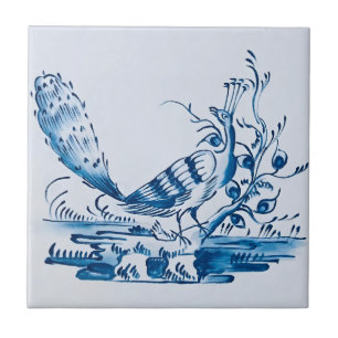 delft tiles reproductions vintage pattern bird