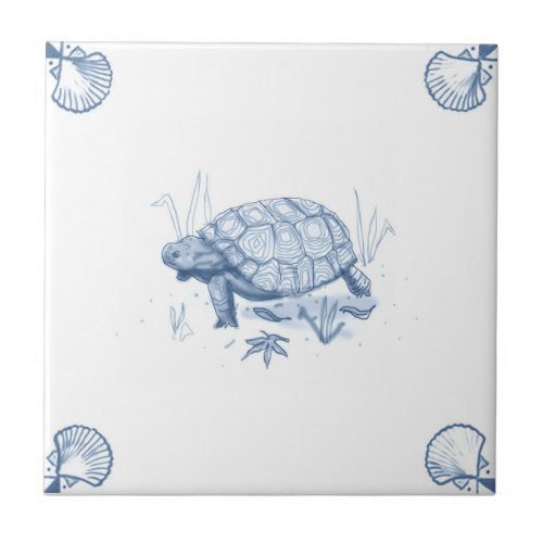 Delft Tortoise Tile with Shell Corners