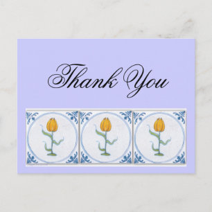 Delft Tulip Tile Thank You Postcard Customizable