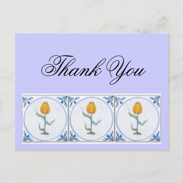 Delft Tulip Tile Thank You Postcard Customizable (Front)