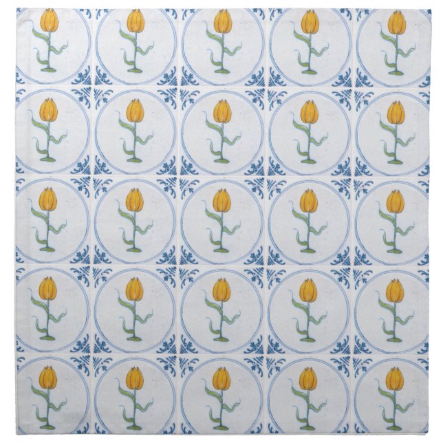 Delft Tulips Faux Tile Napkins (Front)