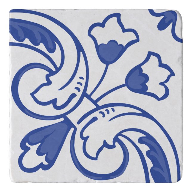 Delft Vine Blossom Trivet (Front)