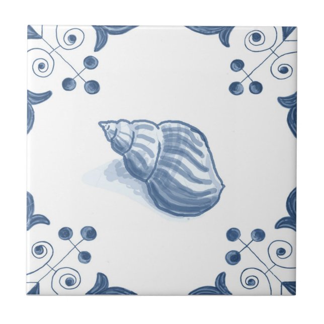 Delft Whelk Tile with Scroll Corners (Front)