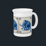 Delft Woolly Mammoth Beverage Pitcher<br><div class="desc">For the Ice Age kitchen: A humorous,  monotone,  blue woolly mammoth (mammathus primigenius) in the style of a Delft tile.</div>