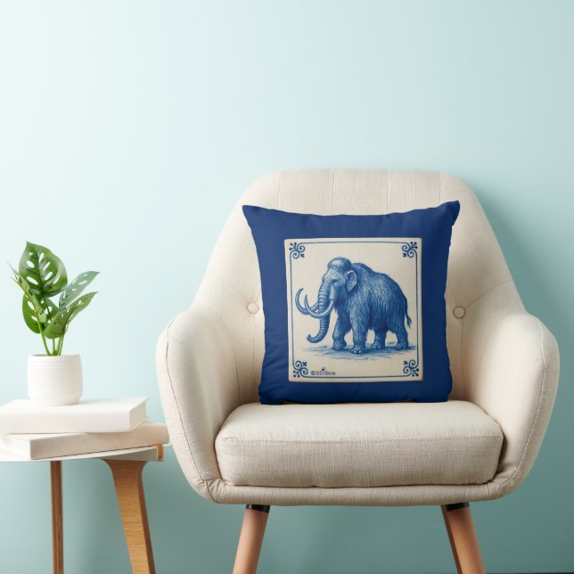 Delft Woolly Mammoth Throw Pillow (Chair)