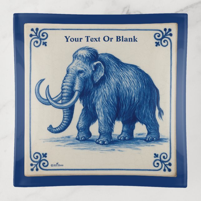 Delft Woolly Mammoth Trinket Tray (Front)