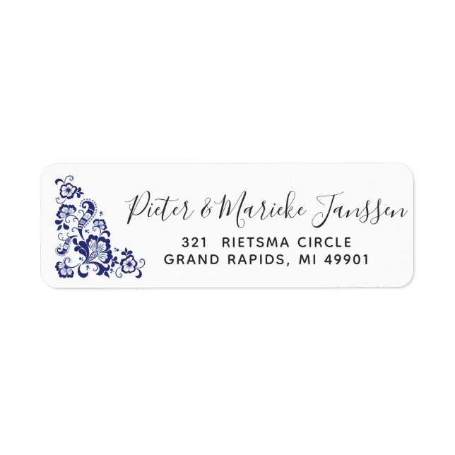 Delfts Blauw | Delft Blue Dutch Return Address Label (Front)