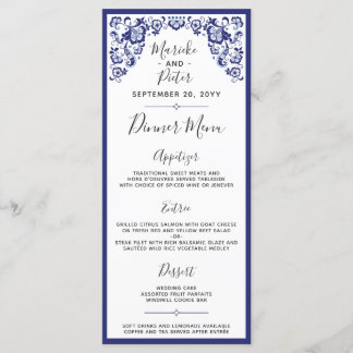 Delfts Blauw Delft Blue Dutch Wedding Dinner Menu