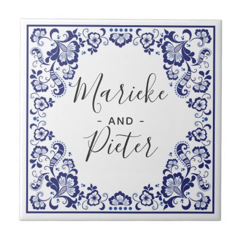 Delfts Blauw  Delft Blue Dutch Wedding Keepsake Ceramic Tile