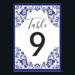 Delfts Blauw | Delft Blue Dutch Wedding Reception Table Number<br><div class="desc">Classic wedding design inspired by 'Delfts Blauw' (Delft Blue). Celebrate your special day in traditional Dutch style! Elegant cobalt hues and authentically-detailed ornamental flourishes lend a timeless tone to any contemporary celebration. • Customize it! Follow the template, or click the "Customize" button to make in-depth changes including font, text size,...</div>