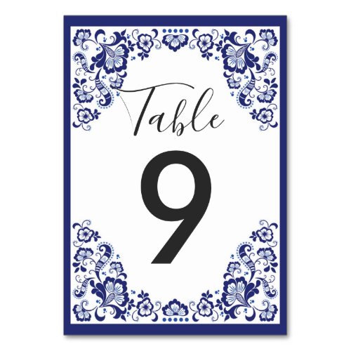 Delfts Blauw  Delft Blue Dutch Wedding Reception Table Number