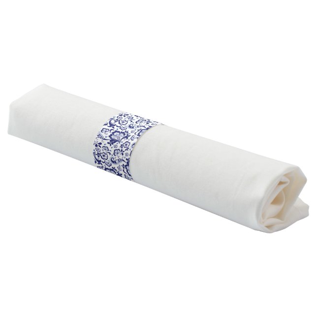 Delfts Blauw | Delft Blue Floral Dutch Wedding Napkin Bands (Angled)
