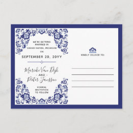 Delfts Blauw | Delft Blue Save The Date Photos Announcement Postcard
