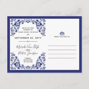 Delfts Blauw Delft Blue Save The Date Photos Announcement Postcard