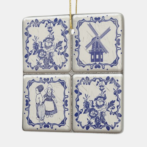 Delfts Blauw Pattern Tiles Ceramic Ornament