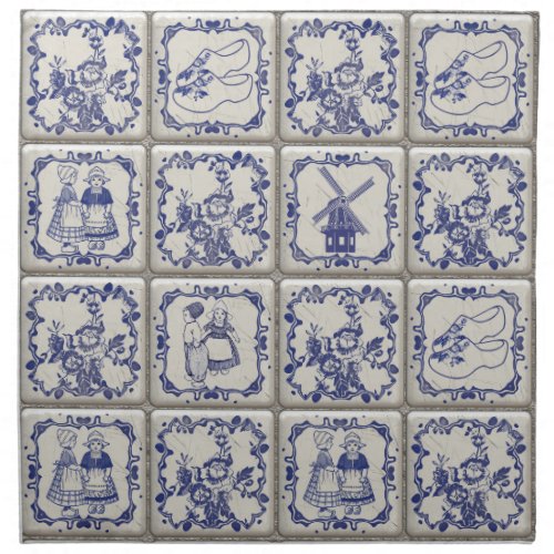 Delfts Blauw Pattern Tiles Cloth Napkin