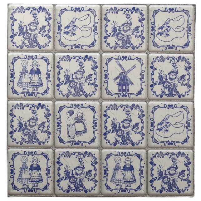 Delfts Blauw Pattern Tiles Cloth Napkin (Front)