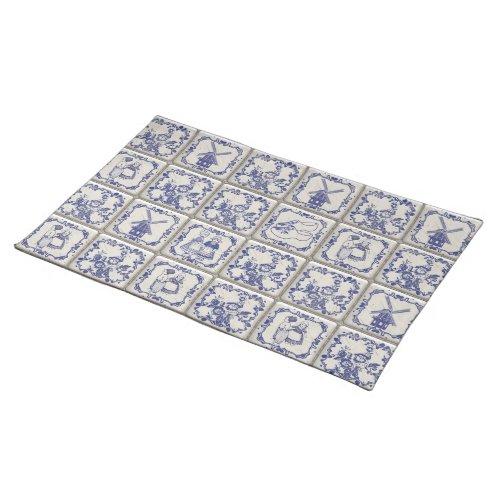 Delfts Blauw Pattern Tiles Cloth Placemat